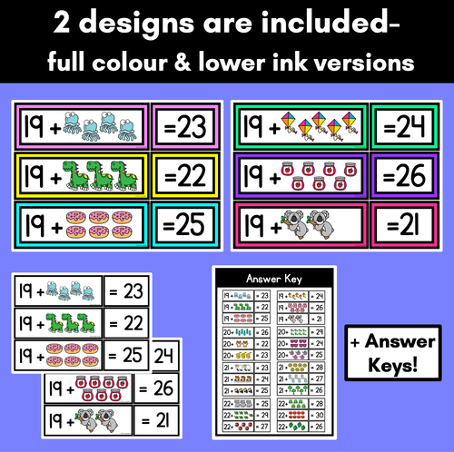 Resource preview 3 for Counting On Addition Task Cards for Kindergarten and Grade 1 - Addition to 30