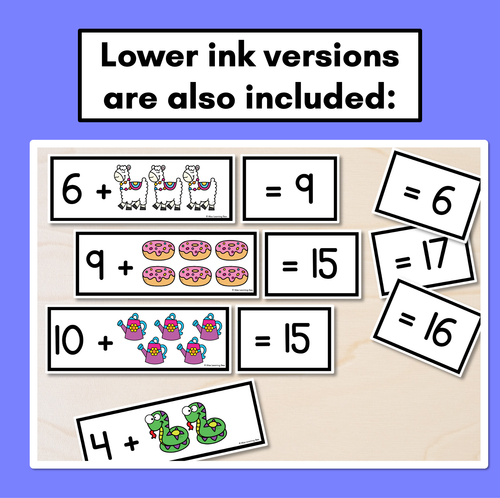 Resource preview 2 for Counting On Addition Task Cards for Kindergarten & Grade 1 - Addition to 20