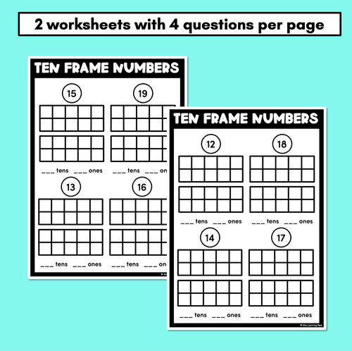 Resource preview 3 for Ten Frame Teen Number Worksheets