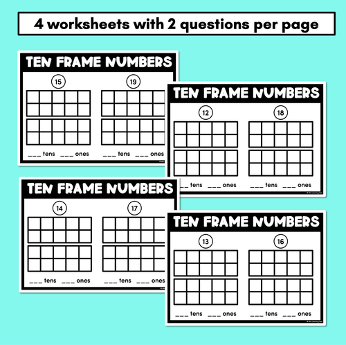 Resource preview 2 for Ten Frame Teen Number Worksheets