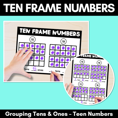 Resource preview 1 for Ten Frame Teen Number Worksheets