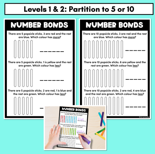 Resource preview 2 for Number Bond Worksheets with Popsicle Sticks - partitioning numbers to 5, 10, 20 or 30