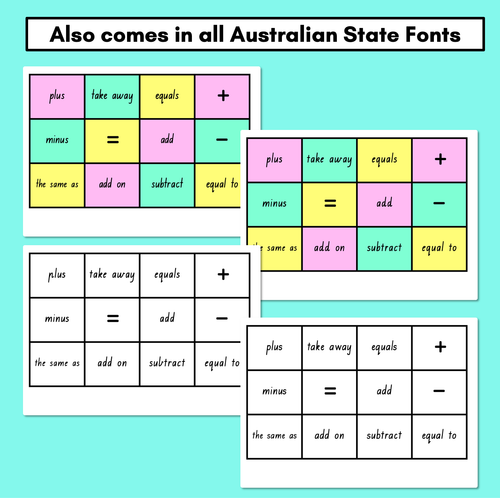 Resource preview 3 for Addition, Subtraction & Equal Sign Flash Cards