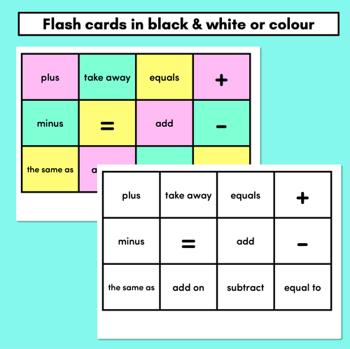 Resource preview 2 for Addition, Subtraction & Equal Sign Flash Cards