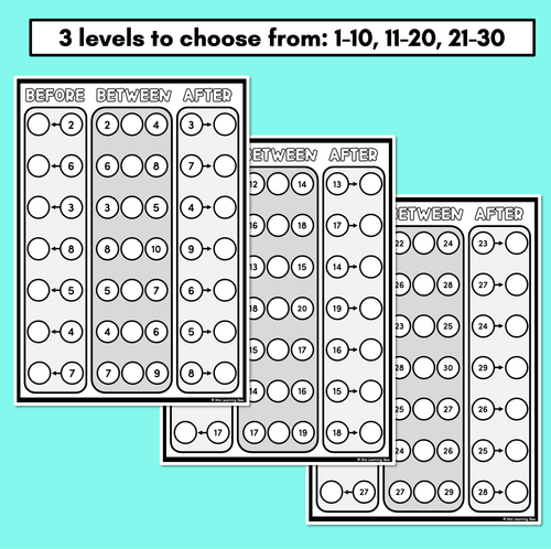 Resource preview 2 for Number Before, Between & After Worksheets