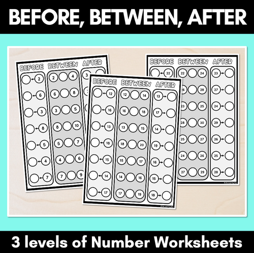 Resource preview 1 for Number Before, Between & After Worksheets