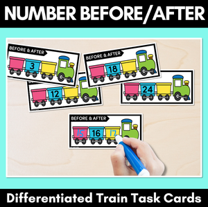 Number Before & After Train Task Cards