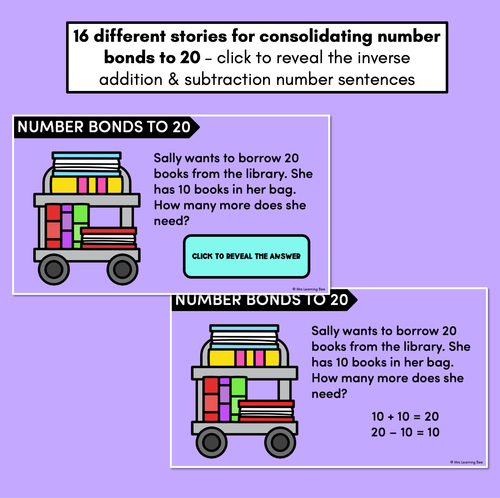 Resource preview 2 for Number Bonds to 20 Digital Story Slides - Word Problems for Addition & Subtraction