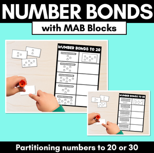 Number Bonds to 20 or 30 - Cut & Paste with MAB Blocks