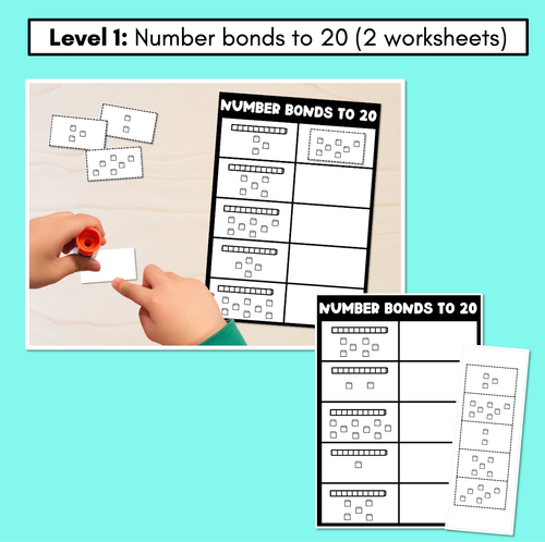 Resource preview 2 for Number Bonds to 20 or 30 - Cut & Paste with MAB Blocks