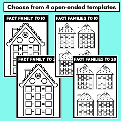 Resource preview 2 for Fact Family Open-Ended Worksheets - Inverse Operations to 10 or 20