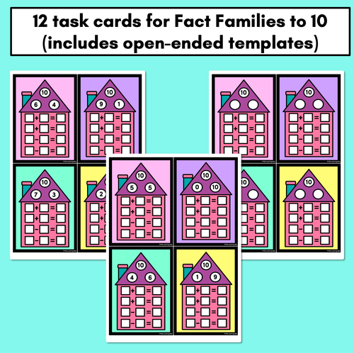 Resource preview 2 for Fact Family Task Cards to 10 - Inverse Operations for Addition & Subtraction