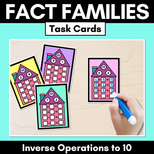 Resource preview 1 for Fact Family Task Cards to 10 - Inverse Operations for Addition & Subtraction