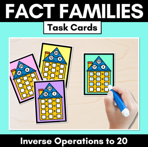 Fact Family Task Cards to 20 - Inverse Operations for Addition & Subtraction