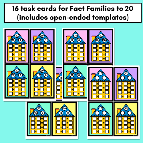 Resource preview 2 for Fact Family Task Cards to 20 - Inverse Operations for Addition & Subtraction