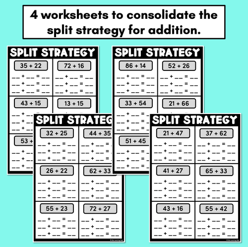 Resource preview 2 for Split Strategy Addition Worksheets (2-digit addition)