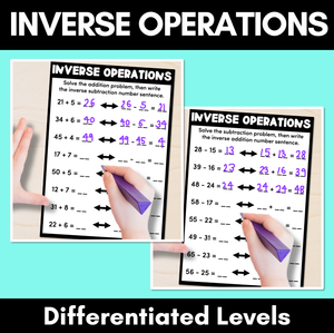 Inverse Operations Differentiated Worksheets - Addition & Subtraction