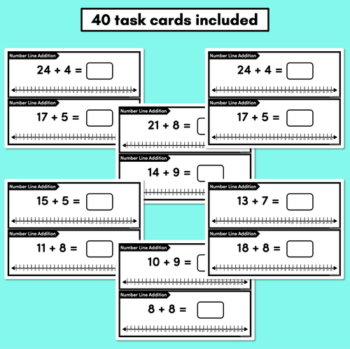 Resource preview 2 for Number Line Addition Task Cards Level 1: 1-Digit & 2-Digit Addition