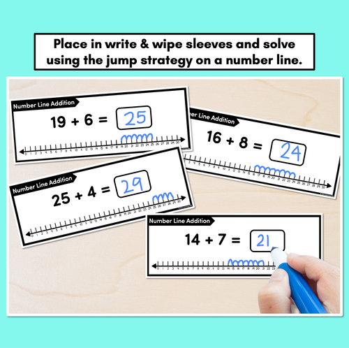 Resource preview 3 for Number Line Addition Task Cards Level 1: 1-Digit & 2-Digit Addition