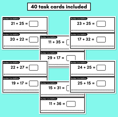 Resource preview 2 for Number Line Addition Task Cards Level 2: 2-Digit Addition