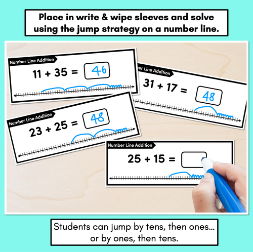 Resource preview 3 for Number Line Addition Task Cards Level 2: 2-Digit Addition