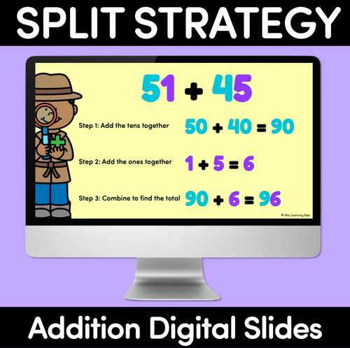 Resource preview 1 for Split Strategy Addition Digital Slides for 2-Digit Numbers - Explicit Teaching