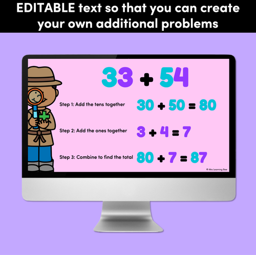 Resource preview 3 for Split Strategy Addition Digital Slides for 2-Digit Numbers - Explicit Teaching