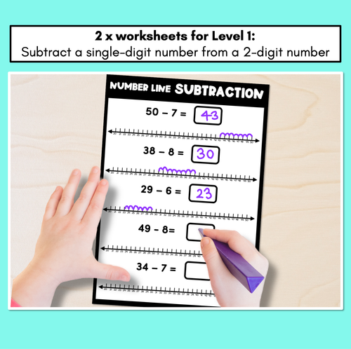 Resource preview 2 for Number Line Subtraction Worksheets