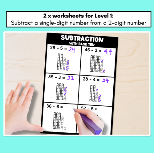 Resource preview 2 for Base 10 Subtraction Worksheets