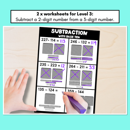 Resource preview 4 for Base 10 Subtraction Worksheets