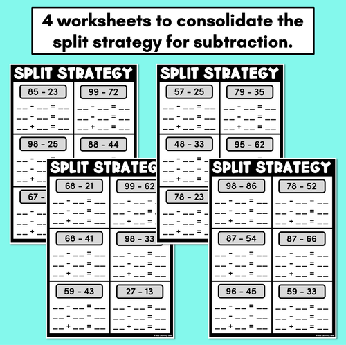 Resource preview 2 for Split Strategy Subtraction Worksheets (2-digit subtraction)