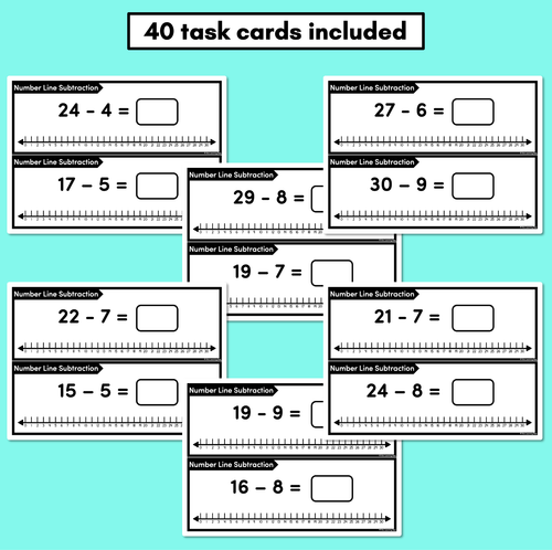 Resource preview 2 for Number Line Subtraction Task Cards Level 1: Subtracting 1-Digit Numbers from 2-Digit Numbers