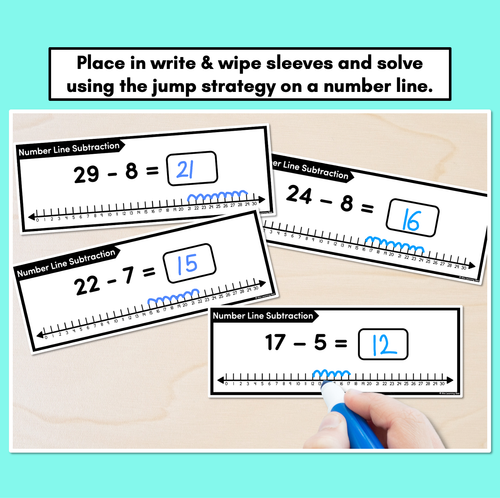 Resource preview 3 for Number Line Subtraction Task Cards Level 1: Subtracting 1-Digit Numbers from 2-Digit Numbers