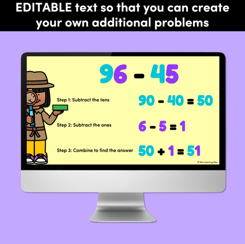 Resource preview 3 for Split Strategy Subtraction Digital Slides for 2-Digit Numbers - Explicit Teaching