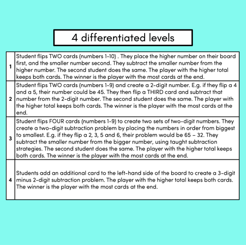 Resource preview 4 for Card Flip Subtraction - Subtraction Games for Kindergarten, 1st and 2nd Grade