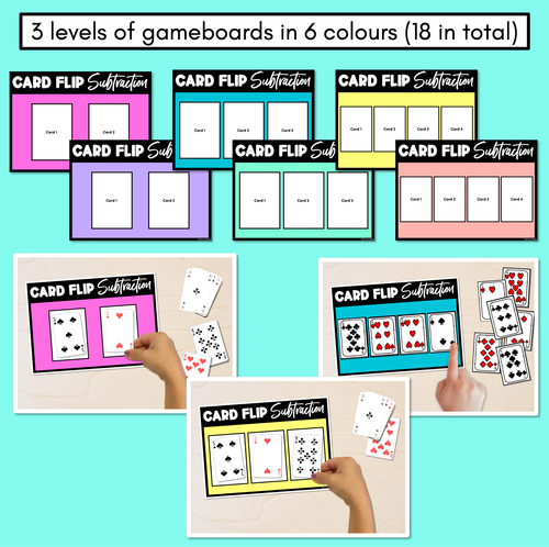 Resource preview 2 for Card Flip Subtraction - Subtraction Games for Kindergarten, 1st and 2nd Grade