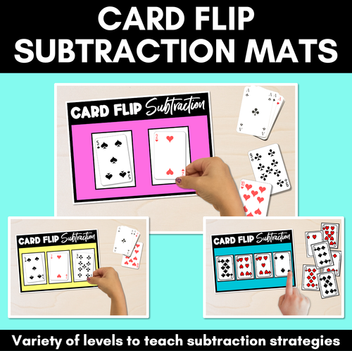 Resource preview 1 for Card Flip Subtraction - Subtraction Games for Kindergarten, 1st and 2nd Grade