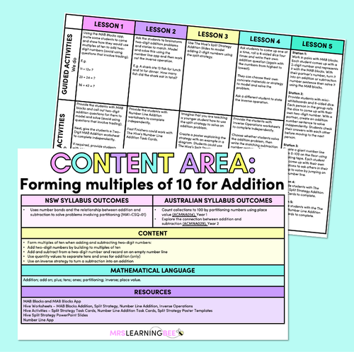 Resource preview 1 for Forming multiples of 10 for ADDITION - Grade 1 & 2 Program