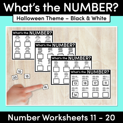 Resource preview 1 for Halloween What's The Number Worksheets: 11-20