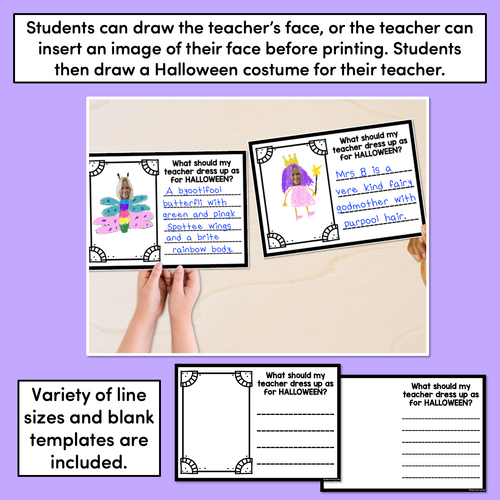 Resource preview 3 for HALLOWEEN TEMPLATES - What should my teacher dress up as?