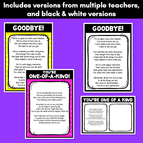 Resource preview 4 for End of Year Farewell Poem Templates