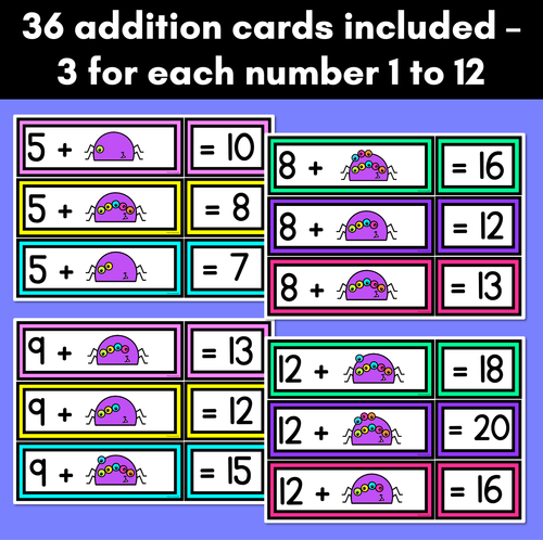 Resource preview 2 for HALLOWEEN Counting On Addition Task Cards for Kindergarten and Grade 1 - Addition to 20