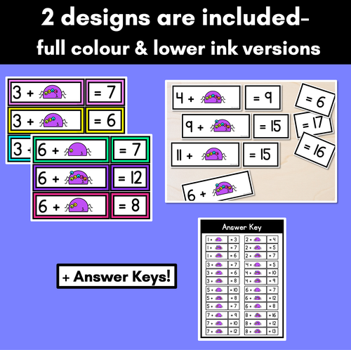 Resource preview 3 for HALLOWEEN Counting On Addition Task Cards for Kindergarten and Grade 1 - Addition to 20