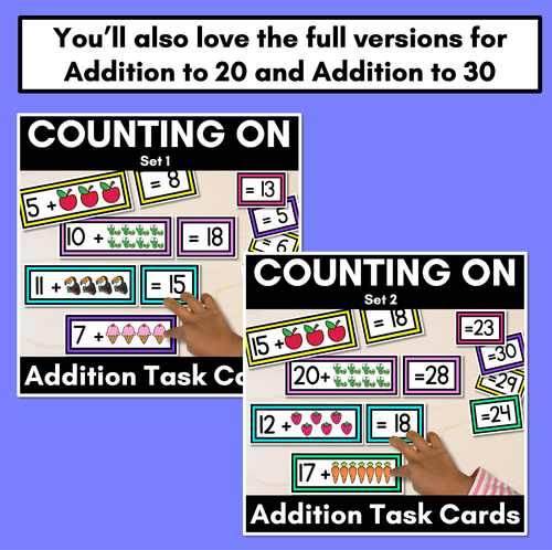 Resource preview 4 for HALLOWEEN Counting On Addition Task Cards for Kindergarten and Grade 1 - Addition to 20