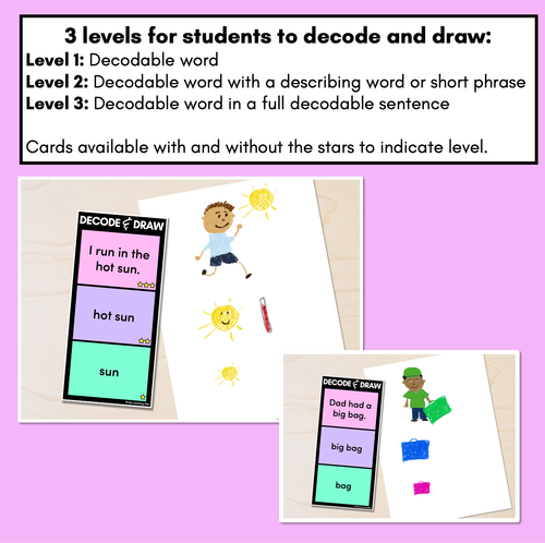 Resource preview 2 for DECODE & DRAW - CVC Words - Decodable Drawing Phonics Task Cards