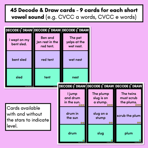 Resource preview 3 for DECODE & DRAW - CVCC & CCVC Words - Decodable Drawing Phonics Task Cards