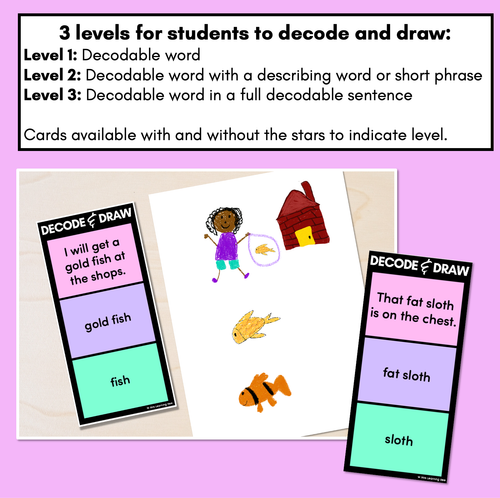 Resource preview 2 for DECODE & DRAW - Consonant Digraphs CH SH TH WH - Decodable Drawing Phonics Task Cards