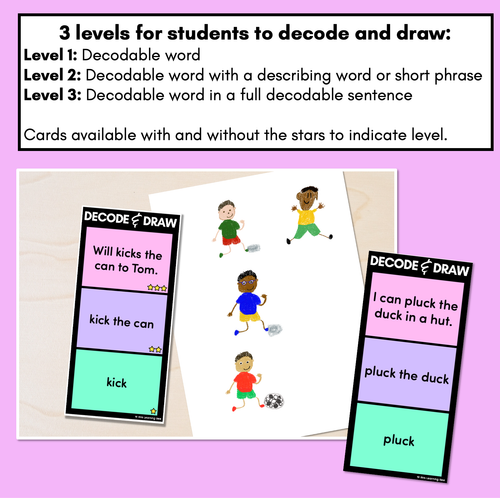 Resource preview 2 for DECODE & DRAW - Consonant Digraphs LL SS FF ZZ CK - Decodable Drawing Phonics Task Cards