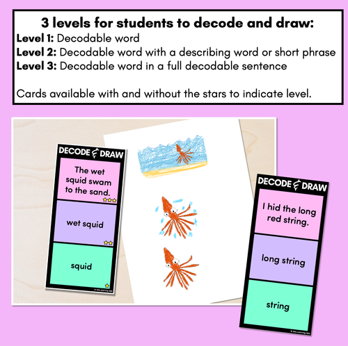 Resource preview 2 for DECODE & DRAW - Consonant Digraphs QU NG + X - Decodable Drawing Phonics Task Cards