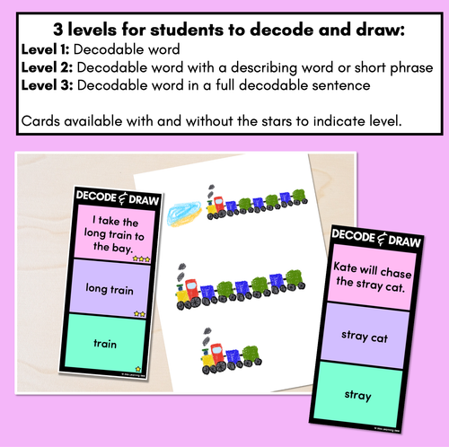 Resource preview 2 for DECODE & DRAW - LONG VOWEL A - Decodable Drawing Phonics Task Cards